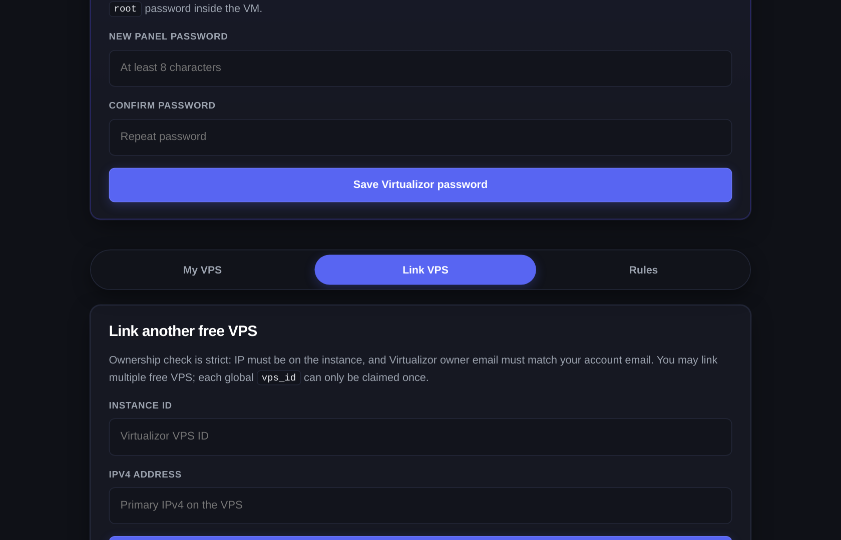 Link VPS tab